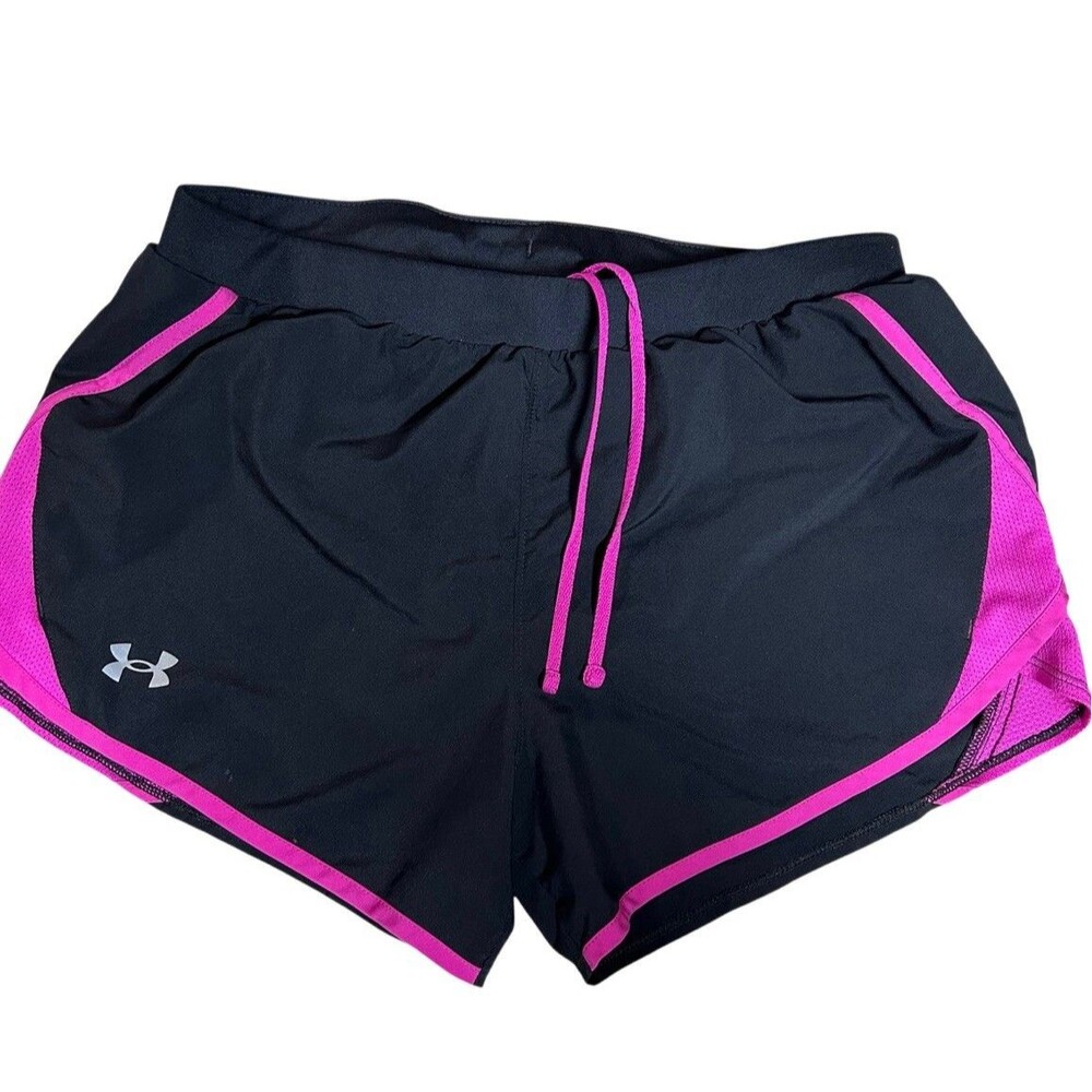 Under Armour Running‎ Shorts Womens Medium Black Pink Outdoors Gym Athletic